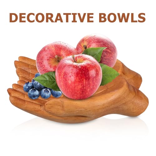 Cuenco decorativo de madera HINTRMENT con forma de mano para llaves 4