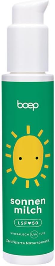 Minerale zonnemelk, lichte en hydraterende formule, met zinkoxidefilter, SPF 50, voor de gevoelige huid van baby’s, kinderen en zwangere vrouwen, met lichte zomergeur