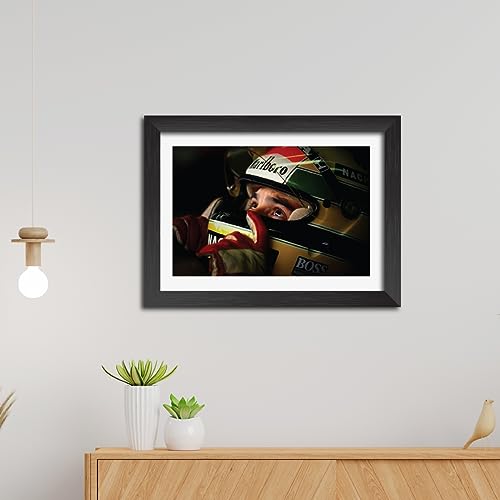 Image of TenorArts Ayrton Senna Poster F1 Driver Posters Formula One Photo Frame Painting with Matt Finish Black Texture (12 inches x 9inches)