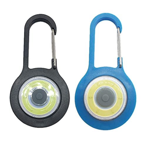 Small Mini LED Carabiner Flashlight Key Chain Super Bright Emergency Light 3 Modes Strongest Strobe Torch with Carabiner for Mountain Backpack (Black+Blue) Mini Keychain FlashlightKeyring TorchFlas