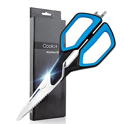 Multipurpose Utility Scissors for Use, Large Sharp Blade Shears for Chicken Poultry Fish Meat Turkey Vegetables - Stainless Steel Scissors