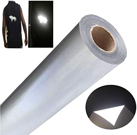 FUNKAKA Heat Transfer Vinyl Reflective Light Gray HTV Roll, 12" x 10ft Reflective Iron on Vinyl for All Cutter Machine, Reflective HTV Vinyl for T-Shirts Easy to Cut & Weed for Heat Vinyl DIY Design
