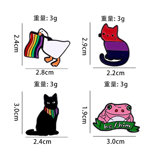Image of LGBT Rainbow Flag Goose Enamel Pin Badge Cute Animals Frog Cat with Rainbow Flag Gay Pride Brooches Pin Jewelry for Clothing Backpack Hat Decoration