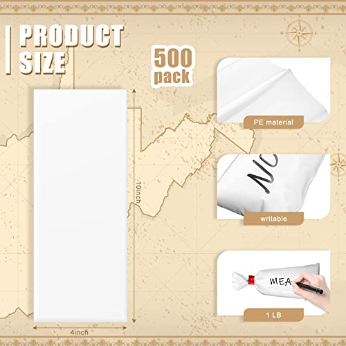 TaoBary 500 Pcs Meat Freezer Bags Wild Game Beef Freezer Bags for Packaging Meat Storage System, White(1 lb)