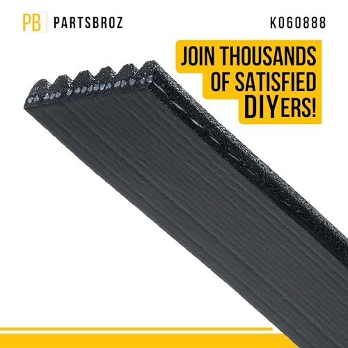 PartsBroz K060888 Micro-V Serpentine Drive Belt - Compatible with Gates Dayco Bando ACDelco Goodyear Continental MasterPro - Replaces 5060888, 5060888DR, 5060890DR, 6PVK2255, 6PVK2260, 888K6, 890K6