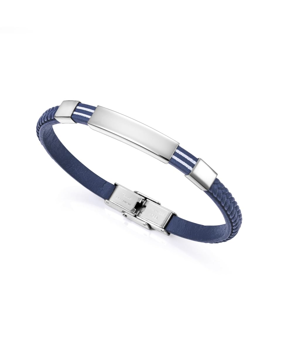 Viceroy Pulsera Fashion de acero con placa y piel azul para niño - 75345P01013