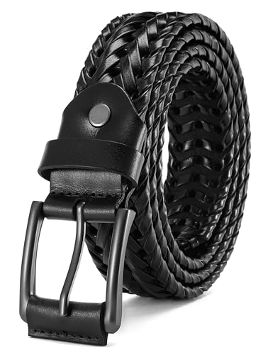 Image of CHAOREN Mens Braided Woven Leather Belt 35MM - Built to Last, Snug Fit | Fully Adjustable, Break-Resistant, Casual-Elegant Vibe, Versatile for Golf, Jeans & Dress, Gift Box