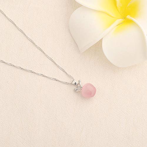 bobauna 3D Pink Opal Apple Shape Pendant Necklace Apple Jewelry Teachers Appreiation Gift for Mentor Coach Principal2
