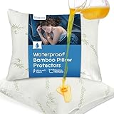 100% Waterproof Pillow Protectors Standard 20x26 Pair Zippered Pillow Case, Pillow Cover, Guaranteed Noiseless Pad, Ultra Plush Absorbent (Viscose Made from Bamboo), Green 2 Pack