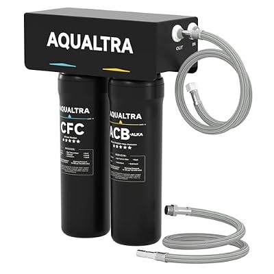 AQUALTRA USF-2B-10 Slightly Alkaline Under Sink Filter System, 20K Gal, Reduce PFOA, PFOS, Chlorine, Lead, Mercury, Chloramine, Fluoride, Microplastics Particles, Bad Taste & Odor