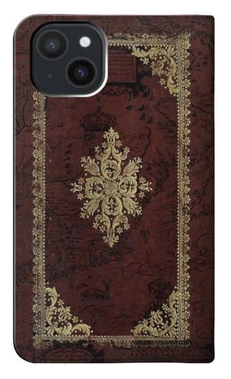 Housse cuir iPhone 15 Plus contre les rayures avec clapet carte vintage - 2