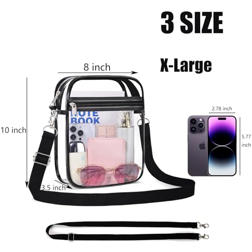 Image of Clear Bag Stadium Approved, Clear Crossbody Purse Bag with Front Pocket for Concerts Sports Events Festivals