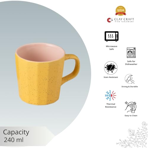 Image of Clay Craft Fine Ceramic Armada Coffee Mug Set of 6, Cups for Tea & Coffee, Mug Set, Gift Set, Elegant Design for Home and Kitchen and Can Be Gifted to Your Loved Ones On Any Occassions