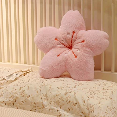 Coussin de chaise en forme de feuille de cerisier en coton PP - Décoration d'intérieur Kawaii - Coussin doux et esthétique en peluche décoratif - Rose