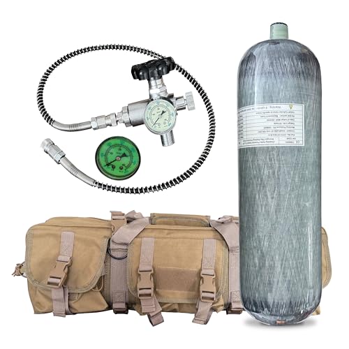 Orctac 6.8L/414Ci CE(No DOT) pcp air Tank Paintball/hpa Tank Paintball air Tank Carbon Fiber pcp Tank air Tank Scuba Tank with M18*1.5 Thread Dual Gauge Valve Produced in August 2025