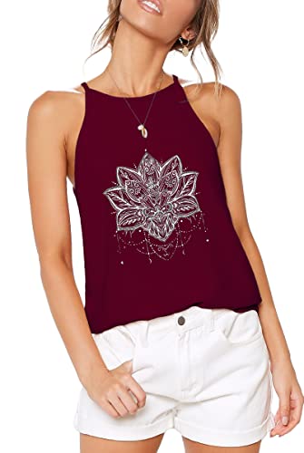 Image of LouKeith Womens Tank Tops Casual Flowy Printed Vest Shirts Sleeveless Cotton Soft Summer Tees Blouses