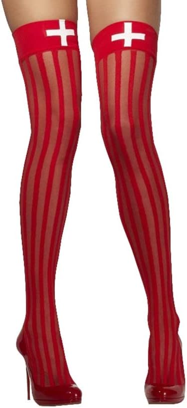 Fever Women's Sheer Hold-Ups with Vertical Stripes and Cross Print