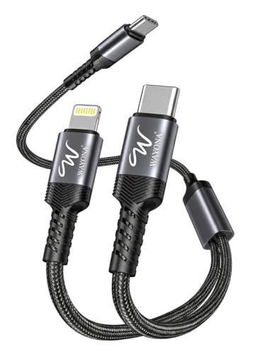 Image of Wayona 2 in 1 Fast Charging Cable 60W Type C to Type C & 27W Lightning 1.2M Nylon Braided Compatible with iPhone 17 /16 /15 /14 Lightning Models & S26,S25,MacBook, iPad