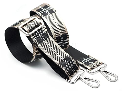 Image of CRAFTMEMORE Wide Shoulder Strap Tartan Plaid Adjustable Bag Handle Crossbody Nylon Belt Replacement (Beige JK07)