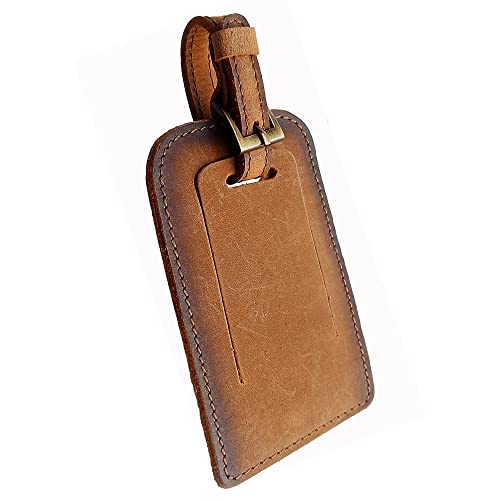 eSS Handmade Mr and Mrs Real Leather Luggage tags for suitcases with Full Privacy Cover, With Adjustable Buckle Strap suitable for Luggage Bag, suitcases, backpack. Pack of 2