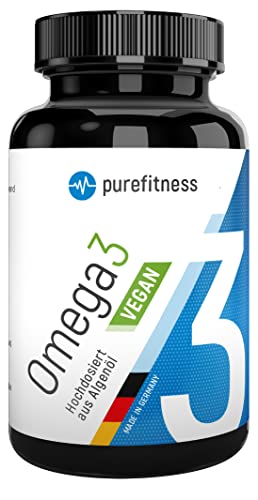 PREMIUM Omega 3 VEGAN hochdosiert mit 2502mg Tagesdosis I 60 Algenöl Kapseln I Reines Algenöl I Pflanzl. I DHA EPA Vegan I Essentielle Fettsäuren Cover