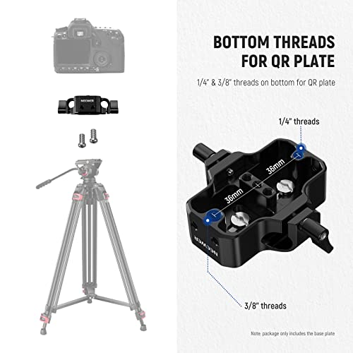 Neewer Camera Base Plate With Dual Rod Rail Clamp, 15Mm Lws Baseplate For Camera Cage Tripod Shoulder Rig With 1/4" & 3/8" Threads, Compatible With Smallrig Cage Sony A7 Canon R6 Bmpcc 6K Pro, Sr001 #TOP3