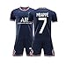 Maillots de Football Soccer Jersey,Football T-Shirt et Short,Adultes et Enfants Maillot de Football, Garçon Vêtements de Football avec Accessoires Extérieur Vêtements de Football Maillot,7,4XS