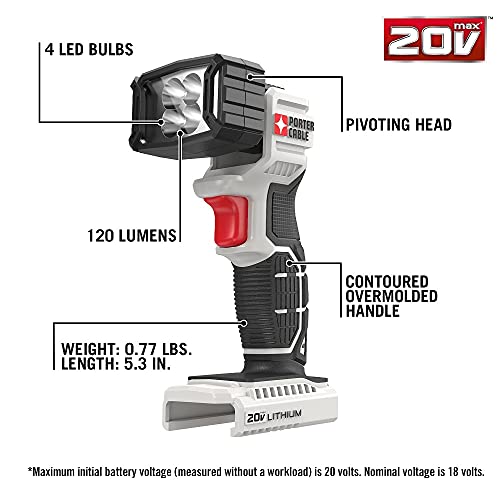 Porter-Cable 20V Max* Led Work Light, Tool Only (Pcc700B) #TOP1