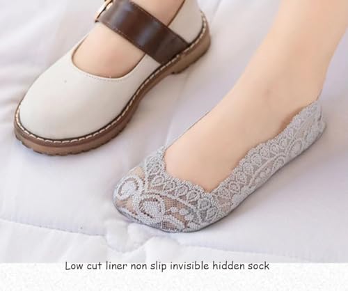 5 Pairs Toddler Girls Lace No Show Socks Anti Slip Low Cut Liner Invisible Socks Flats Cotton Sock3