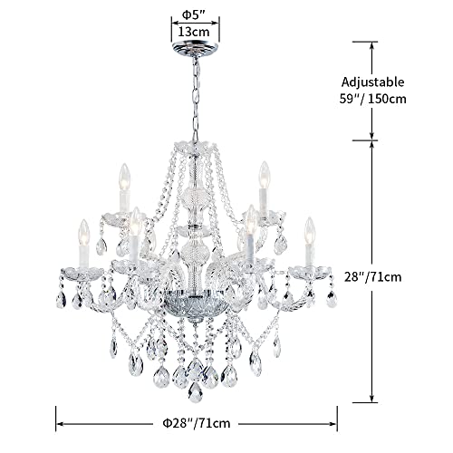 Saint Mossi® Modern Contemporary Elegant Crystal Glass Chandelier Pendant Ceiling Lighting Fixture - 9 Lights #TOP3