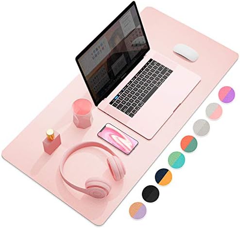 YSAGi Desk Mat, Mouse Pad,Waterproof Desk Pad,Large Mouse pad for Desk, Leather Desk Pad Large for Keyboard and Mouse,Dual-Sided Mouse Mat for Office and Home (31.5" x 15.7", Pink)