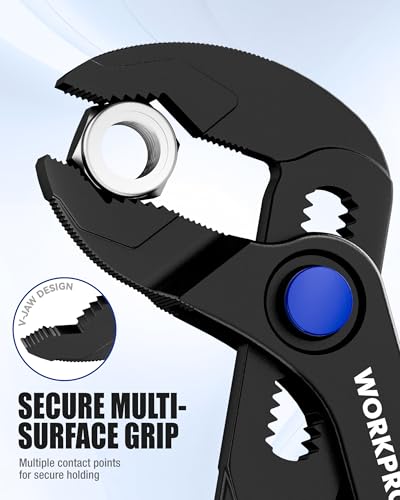 Image of WORKPRO 2-Piece Mini Pliers Set, 4-Inch Water Pump Pliers & Pliers Wrench | Alloy Steel, Anti-Rust Coating, Quick Adjustment, Mini Groove Joint Plier & Smooth Jaw Plier, Pocket Size, Everyday Carry