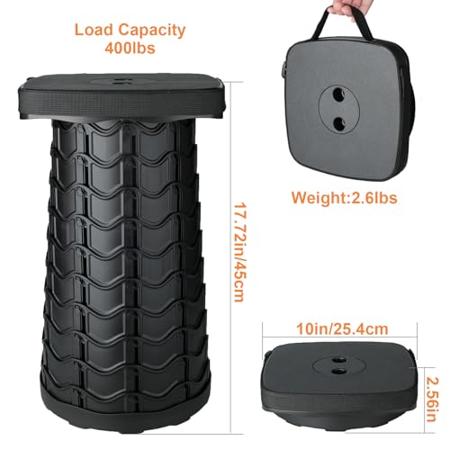 Image of Boreeman 2 Pack Collapsible Stool, Square Shape, Lightweight Yet More Sturdy with Load Capacity 400lbs, Upgraded Portable Stool for Camping Fishing Hiking BBQ