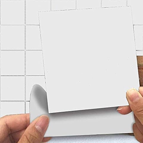 Holoras Peel and Stick Tile Backsplash for Kitchen, 6'' x 6'' Removable Stick On Kitchen Backsplash Wall Sticker, 50pcs (6 6inches, White) Cover