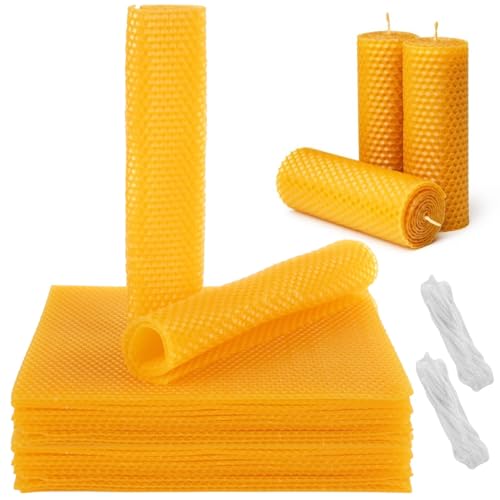 Kit fabrication bougies cire d'abeille Oungy x2 avec mèches coton 19x20cm