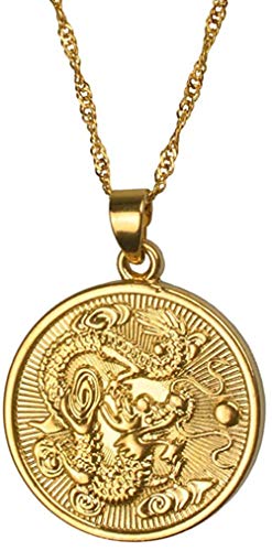 Preisvergleich Produktbild niuziyanfa Co.,ltd Glückverheißender Drachenanhänger $ Dünne Kette Gold Farbe Schmuck Maskottchen Ornamente Glücksgeschenke