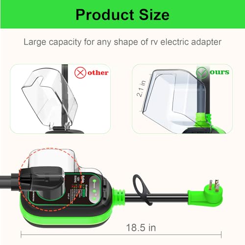 Image of EyGde 15 Amp to 30 Amp 110 RV Adapter with Surge Protector, Patented 4500J 5-15P Male to TT-30R RV Adapter Plug RV Circuit Analyzer Voltage Protector with Waterproof Cover, for Camper Travel Trailer
