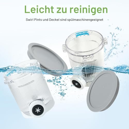 PCTTOIL 4 Stück Behälter für Ninja Swirl by CREAMi Softeis- & Eismaschine, Swirl Pints und Deckel kompatibel mit Ninja NC700 NC701EU Serie, BPA-frei & Spülmaschinenfest(farbige Deckel)