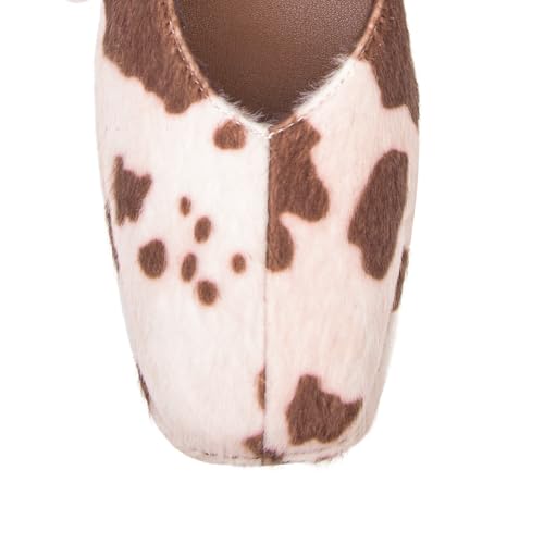 Image of Lace up Ballet Flats Women Square Toe Mary Jane Flats Bow Slip On Comfortable Ballerina Shoes