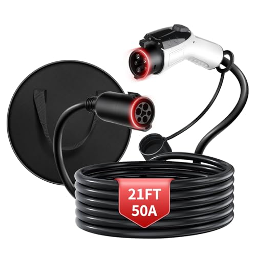 WenStorm 50A 21ft J1772 EV Extension Cable, Level 2 EV Charger Extension Cord, Heavy-Duty 240V EV Extension Cable for Fast Charging (21FT)