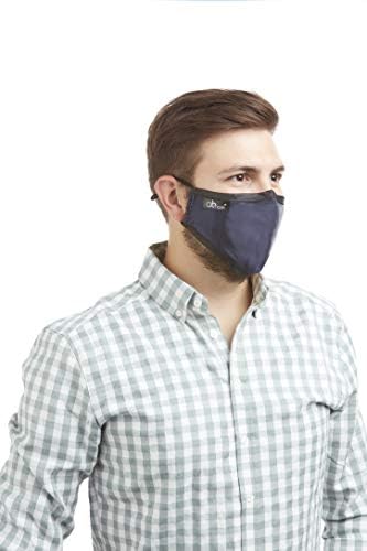 AB Face Masks Washable UK , Reusable for Glasses Wearers, Adjustable Face Mask with Filter, 7 Layers of Protection, Navy Blue Silk with Nose Wire