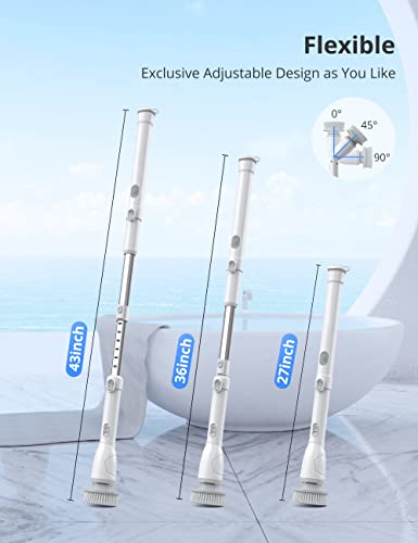 Voweek Electric Spin Scrubber, Power Scrubber With 4 Replaceable Brush Heads And Adjustable Extension Arm, Cordless Household Cleaning Brush For Bathroom Tub Tile Floor #TOP4