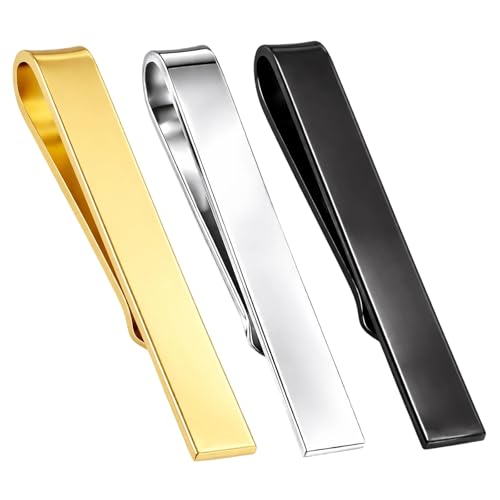 3 Stück Krawattennadel Krawattenklammer Elegante Krawattenhalter Für Herren Vielseitige Krawattennadeln Für Business Anlässe Hochzeiten Und Formelle Events (Silber Gold Schwarz)