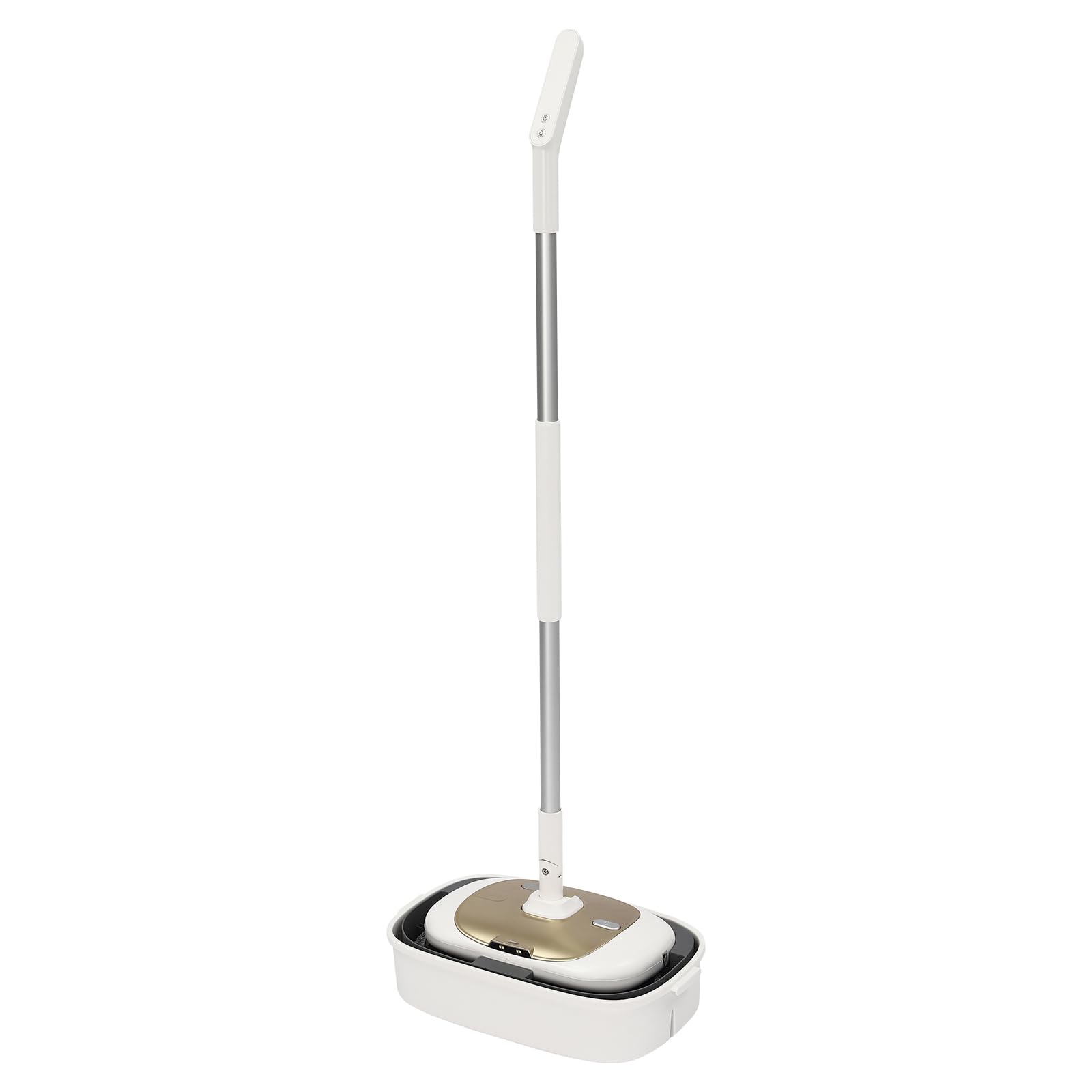 Mopa eléctrica dorada blanca de 40 W con cubo de limpieza, fregona eléctrica inalámbrica para la limpieza del suelo, con 3 pilas de litio de 2000 mAh, 60 dB, 42,5 x 26,7 x 24 cm