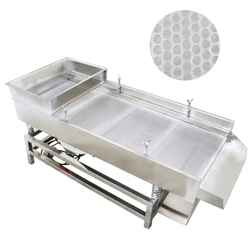 WYDDDARY Straight Vibrating Sieve Electric Linear Sifter Machine Stainless Steel Linear Vibrating Screen Single Layer Double Motors 3mm Round Hole Mesh 110V