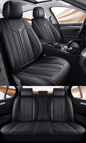 NOBQUA Fundas de Asiento de Coche Universales de Cuero para 5 Plazas – Compatibles con Volvo XC40 XC60 XC90 V60 V90 – Juego Completo para SUV y Berlina