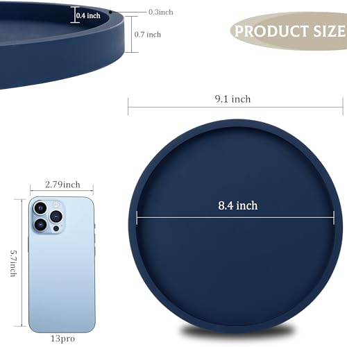 image for Heagoale Silicone Bathroom Tray Round Vanity Tray Decorative Soap Hold