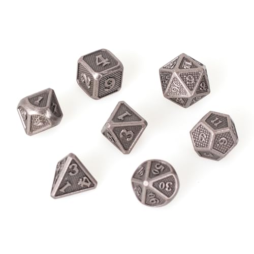 Epic Forge - Set of 7 Metal Dice 14 mm (Metal Box) - Solid Silver - Image 2