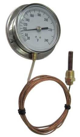 Analog Panel Mt Thermometer, 30 to 240F