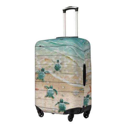 Sea Turtle Starfish Print Suitcase Cover Luggage Protector Washable Elastic Fashionable Travel Gear Cover2